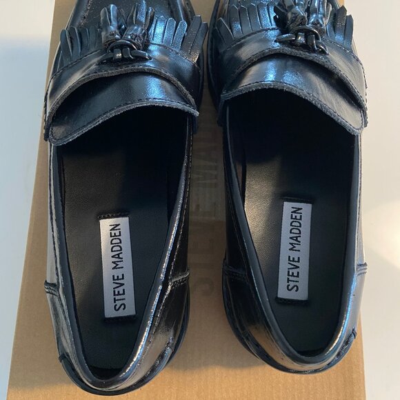 STEVE MADDEN MINKA Black leather loafer - Picture 2 of 6